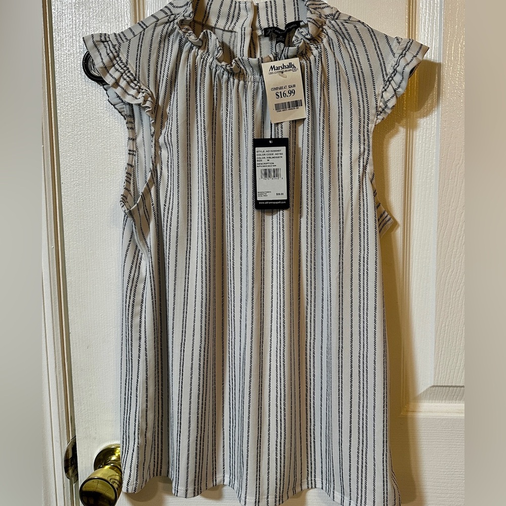 Striped Ruffle Sleeve Top
